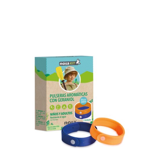 Pulseras repelentes azul/naranja - Apto para toda la familia.