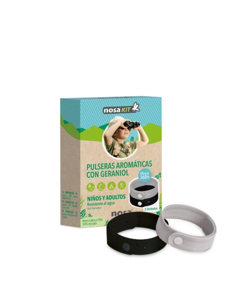 Pulseras repelentes negro/gris - Apto para toda la familia.