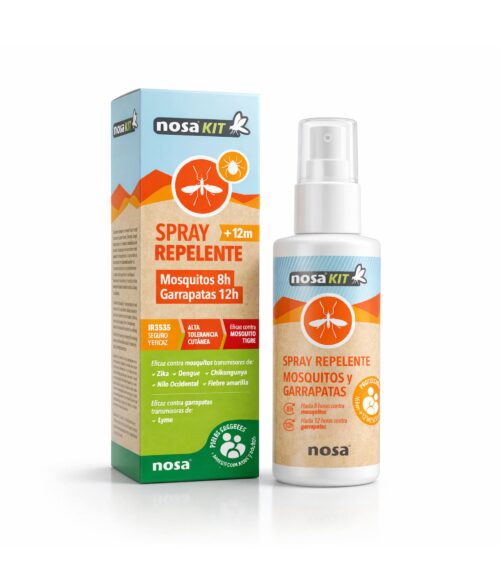 Spray repelente mosquitos y garrapatas - Apto para adultos y niños +12 meses.